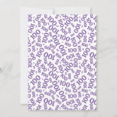 100歳の誕生日パーティー 紫/白のナンバーパターン 招待状 (裏面)