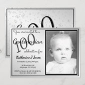 100歳の誕生日パーティー 黒/白 招待状 (正面/裏面)