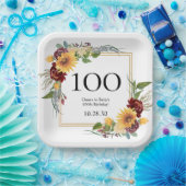 100歳の誕生日ヒマワリ ペーパープレート (パーティー)