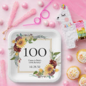 100歳の誕生日ヒマワリ ペーパープレート (パーティー)