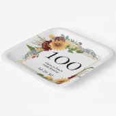 100歳の誕生日ヒマワリ ペーパープレート (傾斜あり)