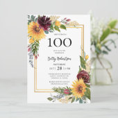 100歳の誕生日ヒマワリ 招待状 (スタンド正面)
