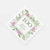 100歳の誕生日ピンクの紫陽花 スタンダードランチョンナプキン (角)