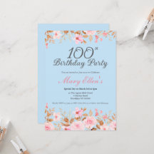 100歳の誕生日ピンクの花エレガントな花柄の女性らしい