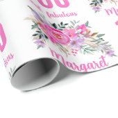 100歳の誕生日ピンクフローラ ラッピングペーパー (ロールコーナー)