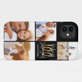 100歳の誕生日フォトコラージュ黒金ゴールドタイポグラフィ Case-Mate iPhoneケース (裏面(横))