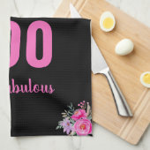 100歳の誕生日ブラックピンクのフローラ ユニーク キッチンタオル (四つ折り)