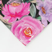 100歳の誕生日ブラックピンクフローラフリースブランケット フリースブランケット (角)