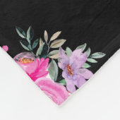 100歳の誕生日ブラックピンクフローラフリースブランケット フリースブランケット (角)