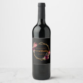 100歳の誕生日ブラック金ゴールドフローラ ワインラベル (正面)