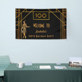 100歳の誕生日ブラック金ゴールド1920のアートデコ 横断幕 (トレードショー)