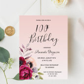 100歳の誕生日ブルゴーニュバラ金ゴールド ポストカード