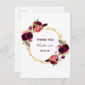 100歳の誕生日ブルゴーニュフローラホワイトありがとう ポストカード (正面/裏面)