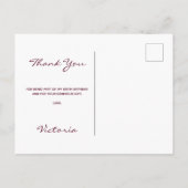 100歳の誕生日ブルゴーニュフローラホワイトありがとう ポストカード (裏面)