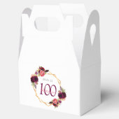 100歳の誕生日ブルゴーニュ花模様幾何学白 フェイバーボックス (オープン)