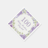 100歳の誕生日ペーパーナプキン 高級感のある紫の花 スタンダードカクテルナプキン (角)