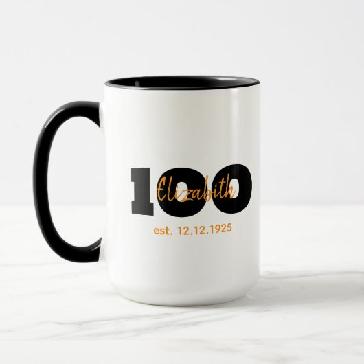 100歳の誕生日マグ ミラーストーンギフト 名前と日付 マグカップ (左)