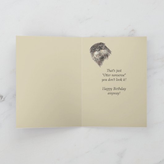 100歳の誕生日ユーモアと可愛いオッター動物 カード (内部)