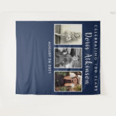 100歳の誕生日写真のコラージュの背景のバナー タペストリー (正面(横))