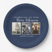 100歳の誕生日写真プレート ペーパープレート (正面)