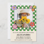 100歳の誕生日招待状レトロGroovy花 招待状 (正面)