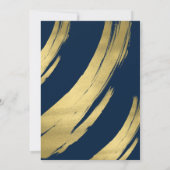 100歳の誕生日招待状日付を保存する海軍金ゴールド 招待状 (裏面)