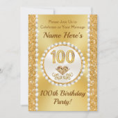 100歳の誕生日招待状、おしゃれなオーダーメイド 招待状 (正面)