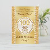 100歳の誕生日招待状、おしゃれなオーダーメイド 招待状 (スタンド正面)