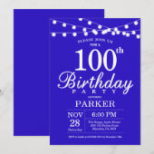 100歳の誕生日招待状 ロイヤルブルー 招待状 (正面/裏面)