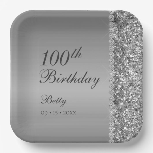 100歳の誕生日 おしゃれ ペーパープレート (正面)