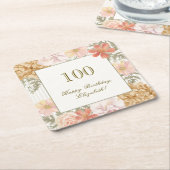 100歳の誕生日 コースター 秋色の花 ストライプ (アングル)
