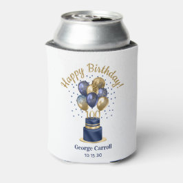 100歳の誕生日 ネイビーブルーバルーンケーキ 缶クーラー