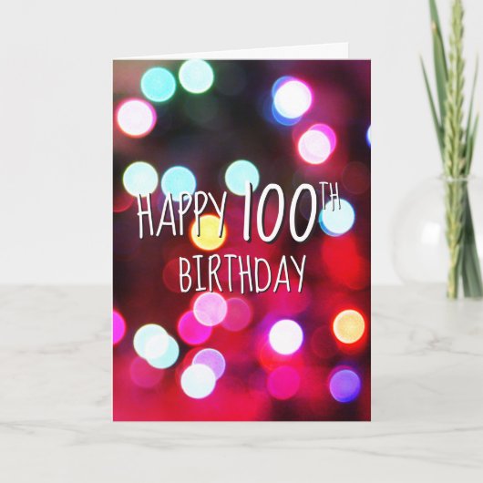 100歳の誕生日 ネオンパーティライト カード (正面)