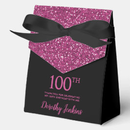 100歳の誕生日 ブラック ホットピンク グリッター ありがとう フェイバーボックス