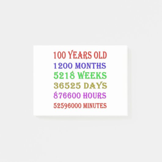 100歳の誕生日 ポストイット (正面)