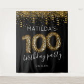 100歳の誕生日 レオパード柄 フォトブース背景 タペストリー (正面)