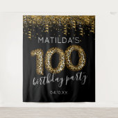 100歳の誕生日 レパード柄 フォトブース 背景 タペストリー (正面)