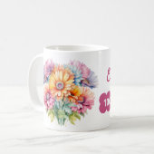 100歳の誕生日 名前入り ガーベラの花 ピンク コーヒーマグカップ (正面左)