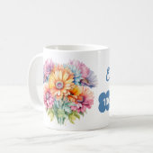 100歳の誕生日 名前入り ガーベラの花 青 コーヒーマグカップ (正面左)