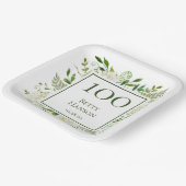 100歳の誕生日 白いアジサイ ペーパープレート (傾斜あり)