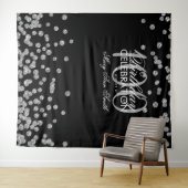 100歳の誕生日 銀 黒の紙吹雪 背景 タペストリー (インサイチュ(横))