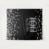 100歳の誕生日 銀 黒の紙吹雪 背景 タペストリー (正面(横))