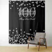 100歳の誕生日 銀 黒の紙吹雪 背景 タペストリー (インサイチュ)