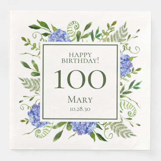 100歳の誕生日 青いアジサイ (正面)