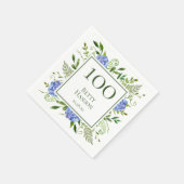 100歳の誕生日 青いアジサイ スタンダードカクテルナプキン (角)