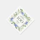 100歳の誕生日 青いアジサイ スタンダードカクテルナプキン (角)