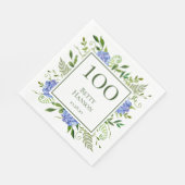 100歳の誕生日 青いアジサイ スタンダードランチョンナプキン (角)
