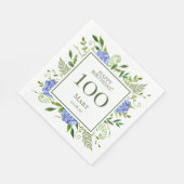 100歳の誕生日 青いアジサイ スタンダードランチョンナプキン (角)