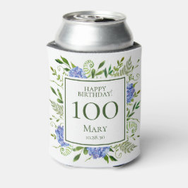 100歳の誕生日 青いアジサイ 缶クーラー