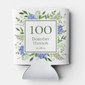 100歳の誕生日 青いアジサイ 缶クーラー (裏面)